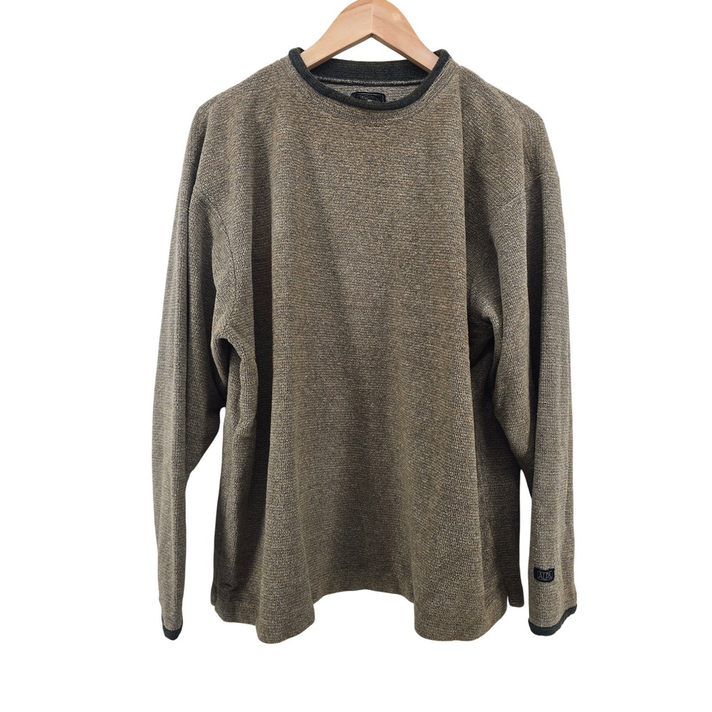 Alps Sweater Mens XL Pullover Olive Green Textured Knit Long Sleeve EUC